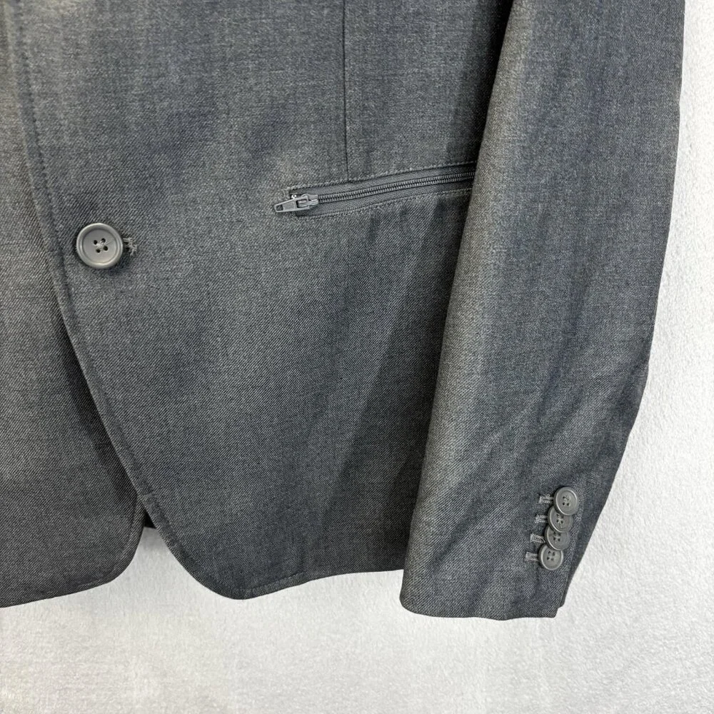 American Rag Cie Blazer Jacket Mens Medium Slim Fit Gray Sport Coat‎ Zip Pockets
